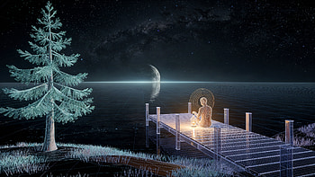 New Moon Dockside Glow —, New Moon, Dock, Moon, Lake, Night HD wallpaper