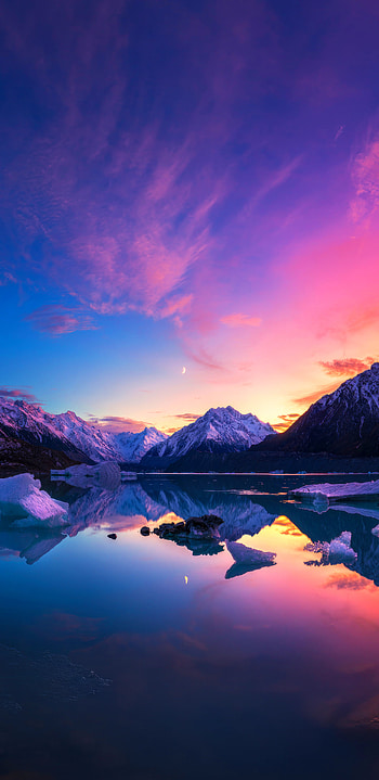 Serene Reflections: Nature's Twilight Mirror, nature, Snowy Mountain HD phone wallpaper