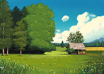 Art, Forest, Hut HD wallpaper