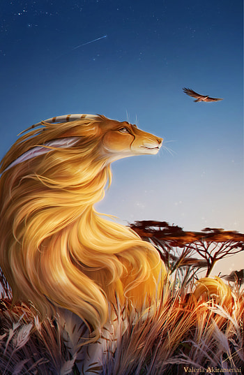 Grass, Art, Bird, Lioness, Nice, Sweetheart HD phone wallpaper