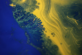 Digital paint, fractal, yellow blue, abstract HD wallpaper