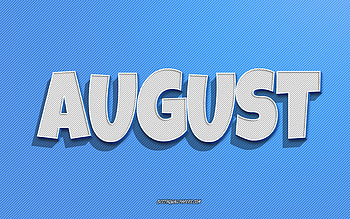 August, blue lines background, with names, August name, male names, August greeting card, line art, with August name HD wallpaper