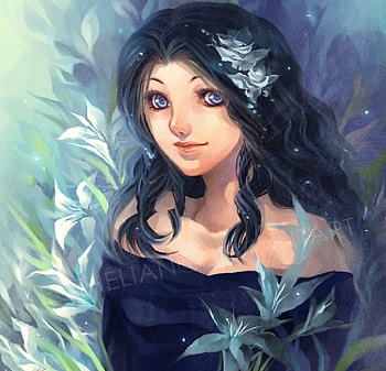 Blue flower garden, girl, blue flower girl, blue flowers HD wallpaper