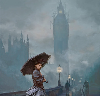:), mist, umbrella, fog, sergey shikin, big ben, girl, morell, woman, london HD wallpaper