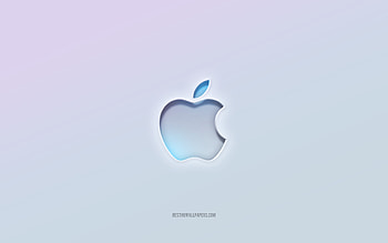 Apple logo, cut out 3d text, white background, Apple 3d logo, Apple emblem, Apple, embossed logo, Apple 3d emblem HD wallpaper