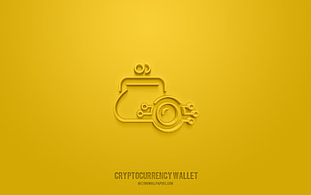 Cryptocurrency wallet 3d icon, yellow background, 3d symbols, Cryptocurrency wallet, finance icons, 3d icons, Cryptocurrency wallet sign, finance 3d icons HD wallpaper
