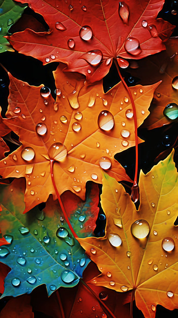 Autumn Leaf with Water Drop , fall, water drop, nature, leaf HD phone wallpaper
