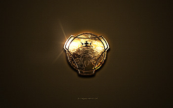 Scania golden logo, artwork, brown metal background, Scania emblem, Scania logo, brands, Scania HD wallpaper