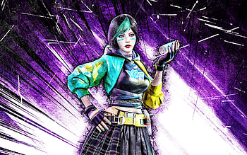 Steffie, grunge art, 2021 games, Fire Battlegrounds, Steffie Fire characters, Steffie Skin, violet abstract rays, Garena Fire, Steffie Fire HD wallpaper