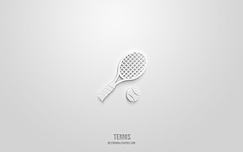 Tennis 3d icon, white background, 3d symbols, Tennis, sport icons, 3d icons, Tennis sign, sport 3d icons HD wallpaper