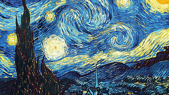 The Starry Night, Vincent van Gogh, night sky, swirling patterns HD wallpaper