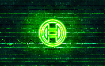 Bosch green logo, , green brickwall, Bosch logo, brands, Bosch neon logo, Bosch HD wallpaper
