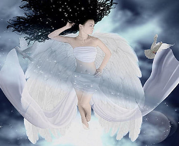 heavenly beauty, wings, white, abstract, fantasy, hair, beauty HD wallpaper