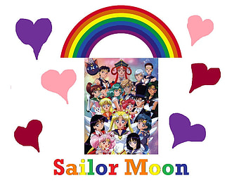 Sailor Moon, hearts, rainbow HD wallpaper