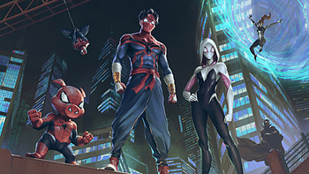 Web Warriors, spiderman, gwen-stacy, spider-ham, superheroes, artwork, art, digital-art, artstation HD wallpaper