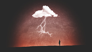 Clouds Thunder Minimalism Person, clouds, thunder, minimalism, minimalist, artist, artwork, digital-art, deviantart HD wallpaper