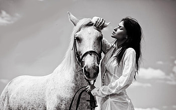 Tenderness. ., style, cowgirl, fun, brunettes, fashion, horses, outdoors, ranch, girls, women, models, western, female HD wallpaper