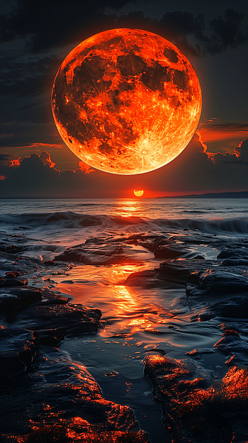 Majestic Moonrise Over Ocean HD phone wallpaper