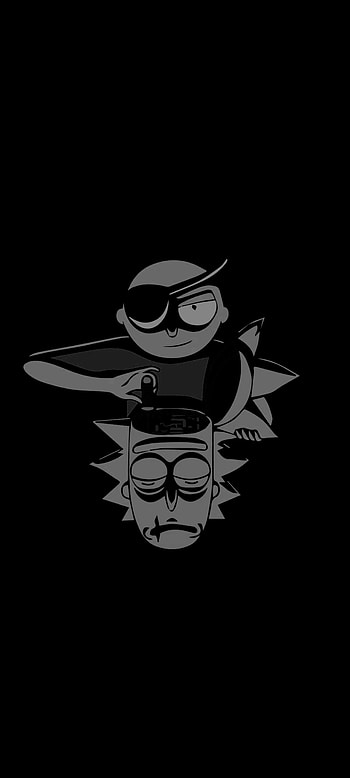Darkness Evil Morty, monochrome, greyscale, rick, brainwashing HD phone wallpaper