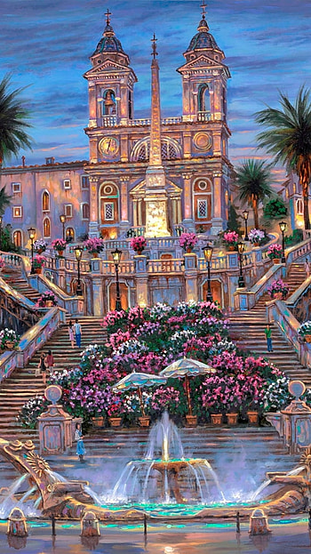 The Spanish Steps, artistic, painting HD phone wallpaper