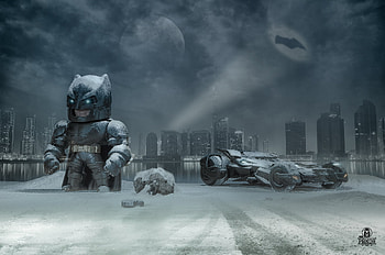Batman Outside Gotham With Batmobile, batman, superheroes, artwork, digital-art, behance HD wallpaper