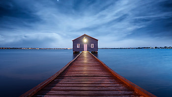 Pier and house, man-made HD wallpaper