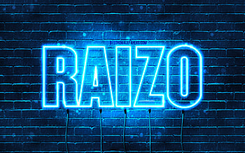 Happy Birtay Raizo, , blue neon lights, Raizo name, creative, Raizo Happy Birtay, Raizo Birtay, popular japanese male names, with Raizo name, Raizo HD wallpaper