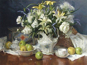 still life with flowers, still life, flowers, abstract, art painting HD wallpaper
