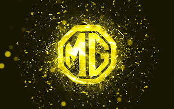 MG yellow logo, , yellow neon lights, creative, yellow abstract background, MG logo, cars brands, MG HD wallpaper