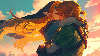 Zelda and Link: Twilight Embrace, The Legend of Zelda, Link, Princess Zelda, Anime, fantasy, fantasy anime HD wallpaper