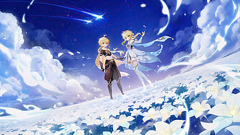 Aether and Lumine, Genshin Impact HD wallpaper