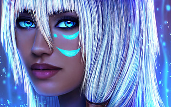 Kida, blue, art, girl, the lost empire, fantasy, face, atlantis, luminos HD wallpaper
