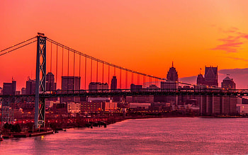 Michigan, Ambassador Bridge, Detroit HD wallpaper