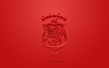 Caracas FC, creative 3D logo, red background, Venezuelan football team, Venezuelan Primera Division, Caracas, Venezuela, 3d art, football, Caracas FC 3d logo HD wallpaper