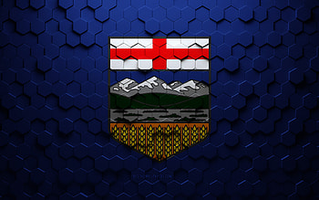 Flag of Alberta, honeycomb art, Alberta hexagons flag, Alberta, 3d hexagons art, Alberta flag HD wallpaper