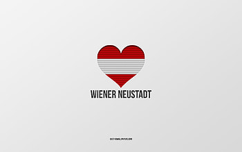I Love Wiener Neustadt, Austrian cities, Day of Wiener Neustadt, gray background, Wiener Neustadt, Austria, Austrian flag heart, favorite cities, Love Wiener Neustadt HD wallpaper