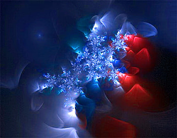 December blooms, winter, blue, glow, light, red petals, blooms HD wallpaper