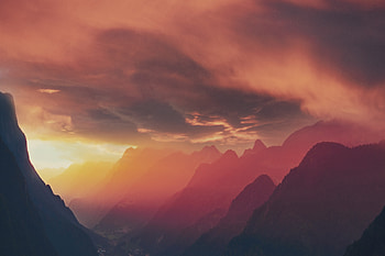 Fog Landscape Mountains Sunset , fog, landscape, mountains, nature, sunrise, sunset HD wallpaper