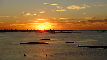Peaceful Sea, sea, orange, still, sunset HD wallpaper