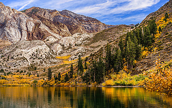 mountain lake, autumn, mountain landscape, yellow trees, autumn landscape, lake, rocks HD wallpaper