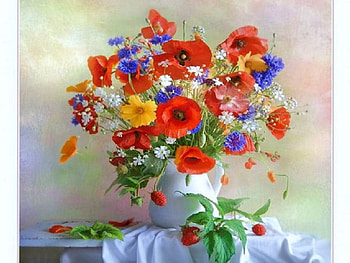 Cherry & Bright, poppies, pretty, boquet, petals, flowers, lovely HD wallpaper
