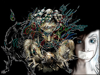 Enforced Silence, curse, fantasy, demons, witches, eyes, women, silence HD wallpaper