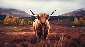 Majestic Highland Cattle in Autumn -, highland cattle, Animal, cow HD wallpaper