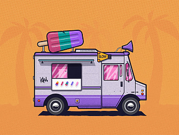 Ice Cream Truck Minimal , artist, artwork, digital-art, minimalism, minimalist, dribbble HD wallpaper