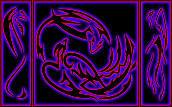Fenix-Dragon Neon, dragon, ying yang, fenix, yingyang HD wallpaper