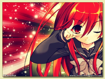 Red-haired girl, cute, girl, black, red HD wallpaper