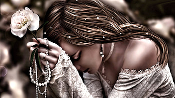 Sad Beauty, Woman, pretty, Beauty, Rose HD wallpaper