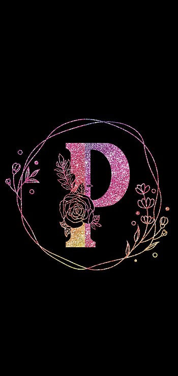 Pink/Black P, pink, letter, black, glitter HD phone wallpaper