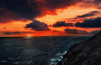 Sunsetting Over Boat , sunset, boat, nature HD wallpaper