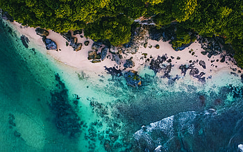 aerial view, coast, sea, summer, beautiful nature, blue water, R, travel concepts HD wallpaper
